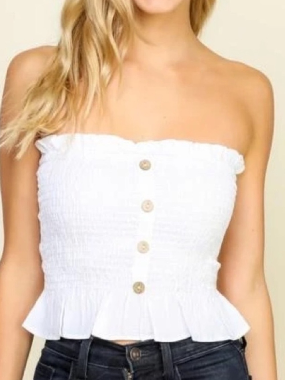 EUC White Smocked Tube Top